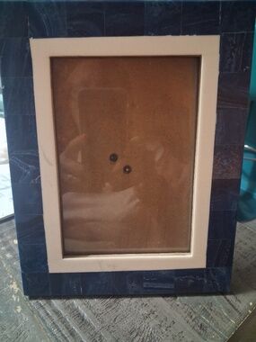STUNNING MARSHALL'S NAVY BLUE FAUX MARBLE INLAID WOOD PHOTO FRAME FOR 5X7 PHOTO!
